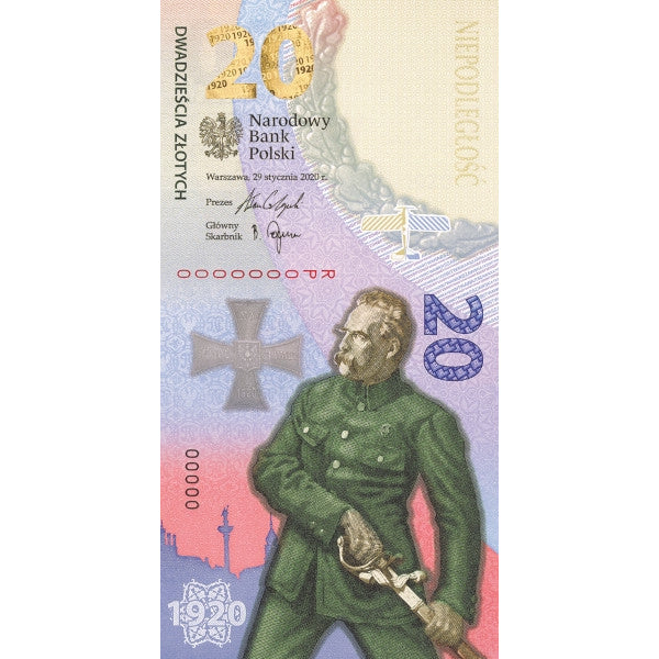 20 zł, banknot Bitwa Warszawska 1920, 2020